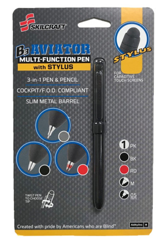 Skilcraft B3 Stylus Black/Red Aviator Pen