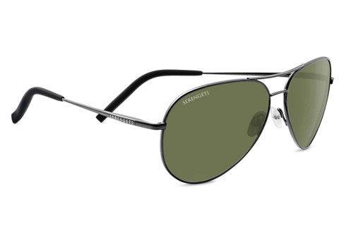 Serengeti Carrara SS014002 Shiny Dark Gunmetal Aviator Sunglasses